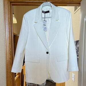 Zara Ivory Tailored Blazer